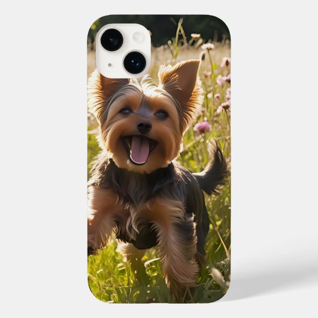 Yorkshire Terriers Playing in the Grass Case-Mate iPhone Case (Back)