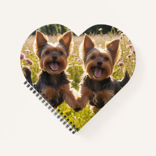 Yorkshire Terriers Playing in the Grass Notebook
