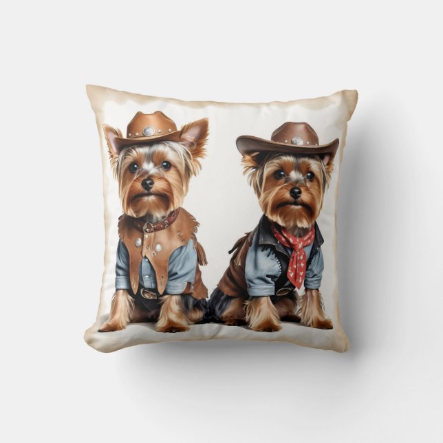 Yorkshire Terriers Vintage Cushion (Front)