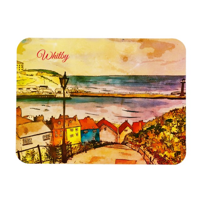 Yorkshire Whitby 199 Steps original Art   Magnet (Horizontal)