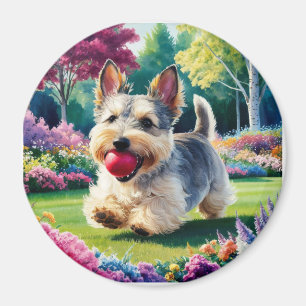 Yorshire Terrier Puppy Playing in the Park Magnet