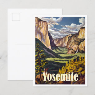 Yosemite California Art Elegant Vintage Travel Postcard