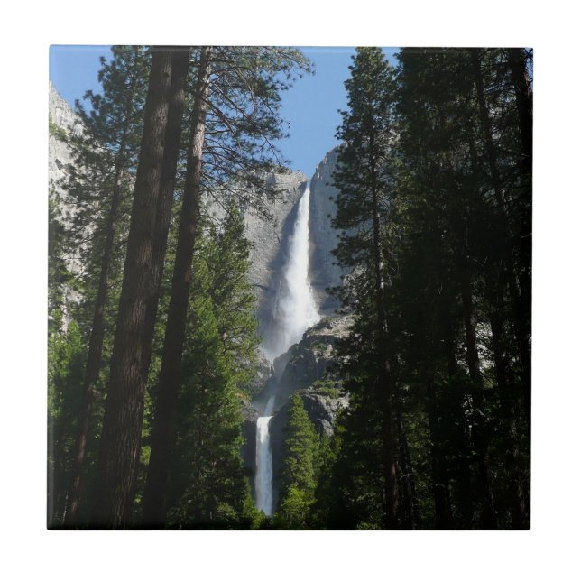 Yosemite Falls and Woods Landscape Photography Ceramic Tile (Front)