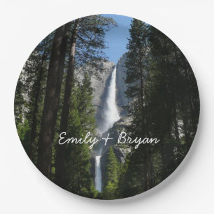Yosemite Falls and Woods Landscape Photography Paper Plate