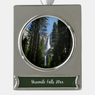 Yosemite Falls and Woods Landscape Photography Silver Plated Banner Ornament