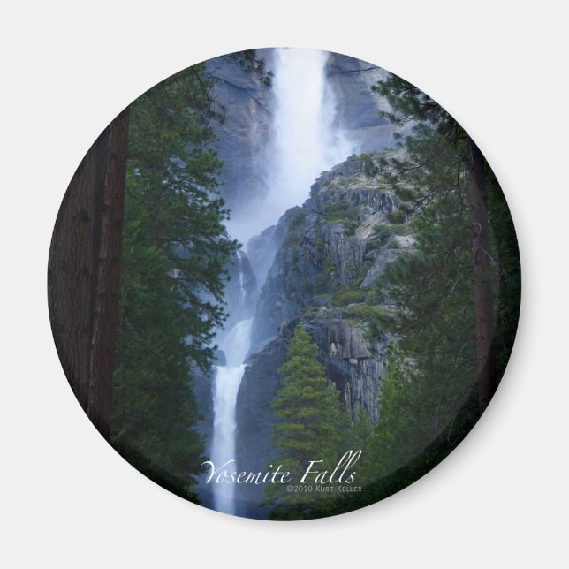 Yosemite Falls Button Magnet (Front)