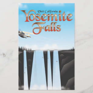 Yosemite Falls California travel poster Stationery