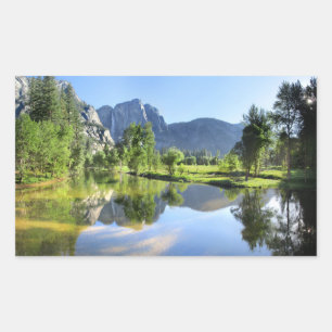 Yosemite Falls from Merced River - Yosemite Valley Rectangular Sticker
