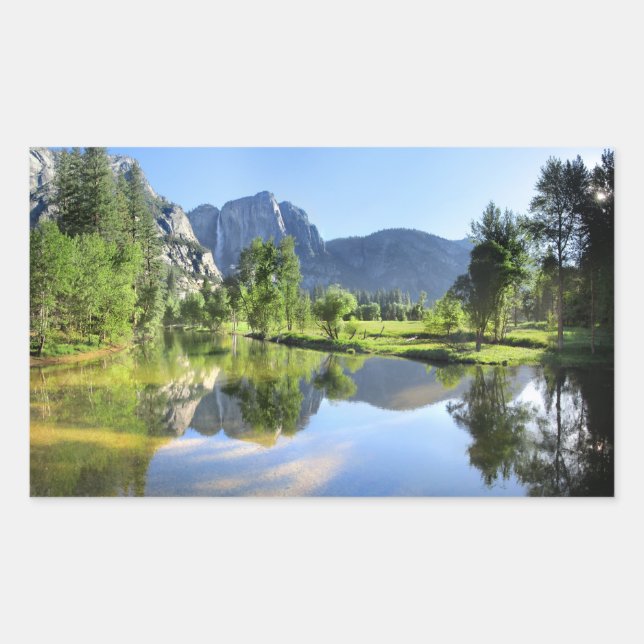 Yosemite Falls from Merced River - Yosemite Valley Rectangular Sticker (Front)