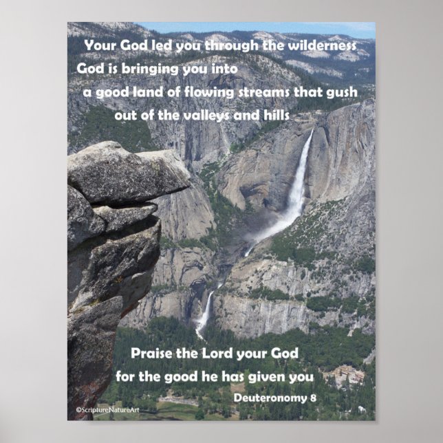 Yosemite Falls, Glacier Point, Deuteronomy 8 Poster (Front)