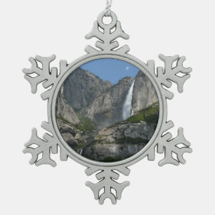 Yosemite Falls III from Yosemite National Park Snowflake Pewter Christmas Ornament