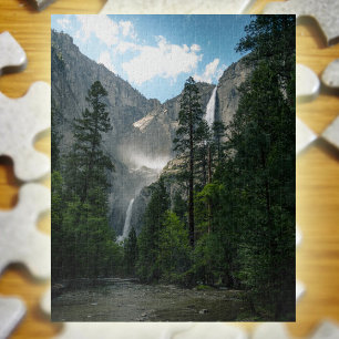 Yosemite Falls Mountain Waterfall Landscape Photo Jigsaw Puzzle