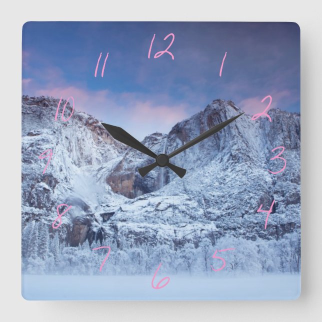 Yosemite Falls Sunrise Square Wall Clock (Front)