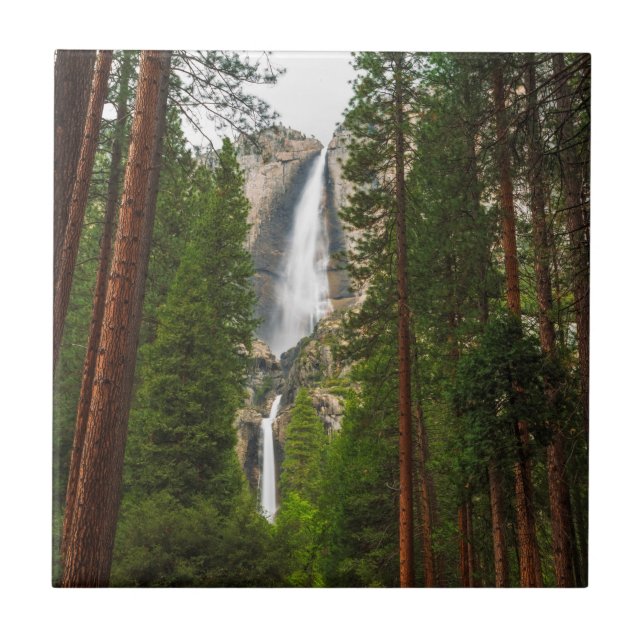 Yosemite Falls through the Forest Ceramic Tile (Front)