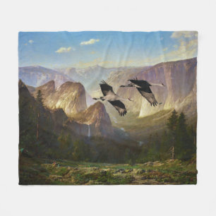 Yosemite Falls Wilderness Sandhill Crane Birds Fly Fleece Blanket