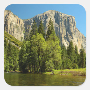 Yosemite From Valley Floor, Sierra-Nevada Square Sticker