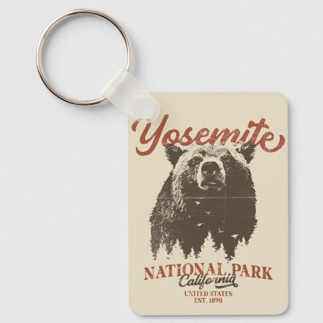 Yosemite Grizzly Bear California National Park Key Ring (Front)