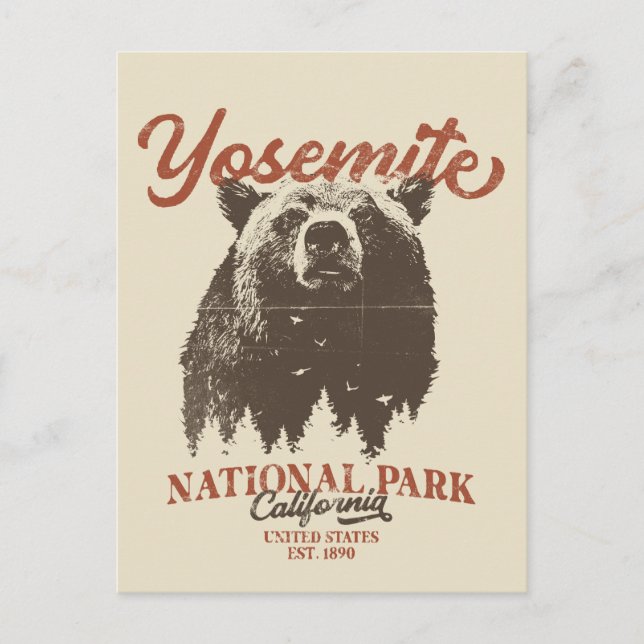 Yosemite Grizzly Bear California National Park Postcard (Front)