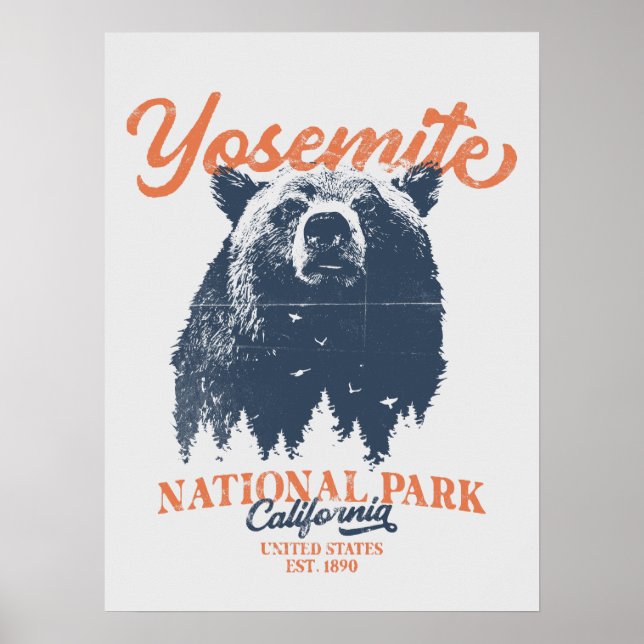 Yosemite Grizzly Bear California National Park Poster (Front)