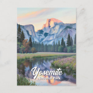 Yosemite Half Dome Sunset Meadow Landscape Custom Postcard