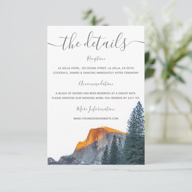 Yosemite Half Dome Sunset Wedding Enclosure Card (Standing Front)
