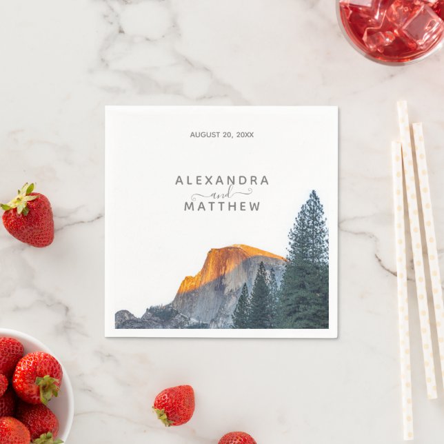 Yosemite Half Dome Sunset Wedding Napkins (Insitu)