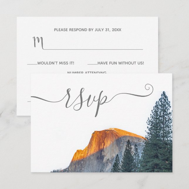 Yosemite Half Dome Sunset Wedding RSVP Card (Front/Back)