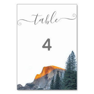Yosemite Half Dome Sunset Wedding Table Number