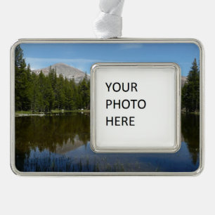 Yosemite Lake Reflection Silver Plated Framed Ornament