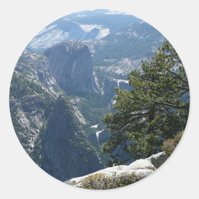 Yosemite Mountain View in Yosemite National Park Classic Round Sticker (Front)