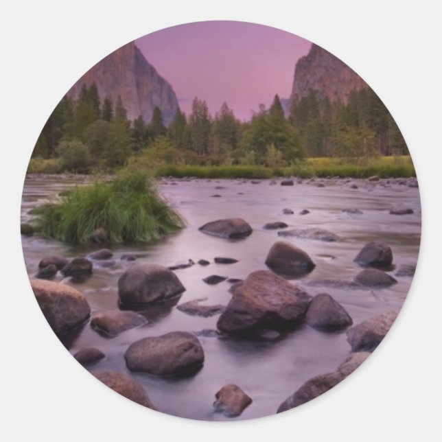 Yosemite National Park at Dusk Classic Round Sticker (Front)