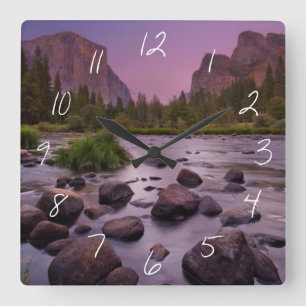 Yosemite National Park at Dusk Square Wall Clock