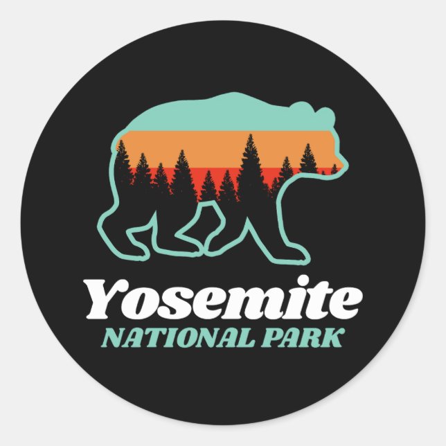 Yosemite National Park Bear Hiking Camping Gift Classic Round Sticker (Front)