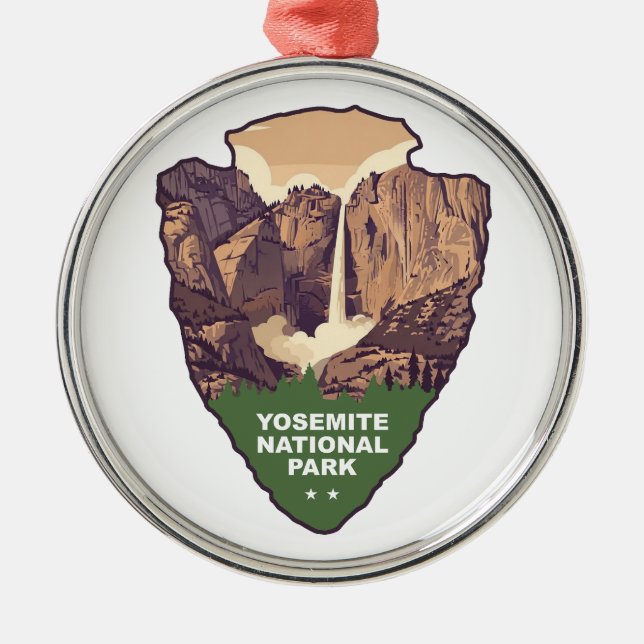 Yosemite National Park Bridalveil Fall Arrowhead Metal Ornament (Front)