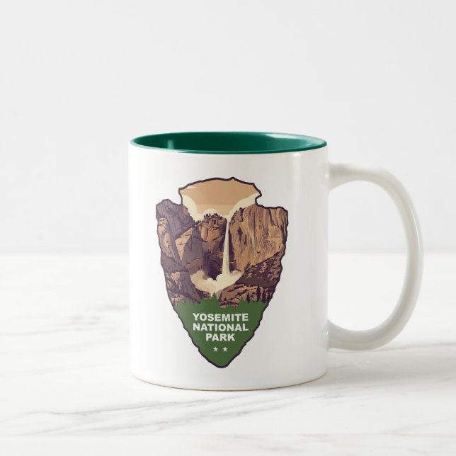 Yosemite National Park Bridalveil Fall Arrowhead Two-Tone Coffee Mug (Right)