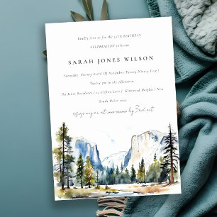 Yosemite National Park CA Watercolor Birthday Invitation