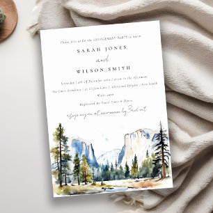 Yosemite National Park CA Watercolor Engagement Invitation