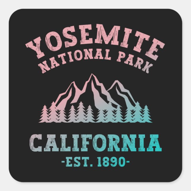 Yosemite National Park California Hiking Gradient Square Sticker (Front)