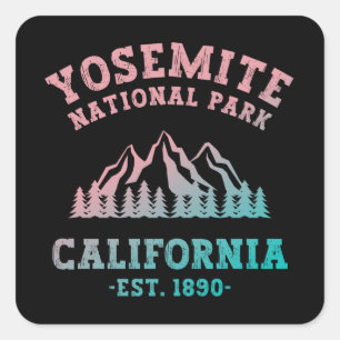Yosemite National Park California Hiking Gradient Square Sticker