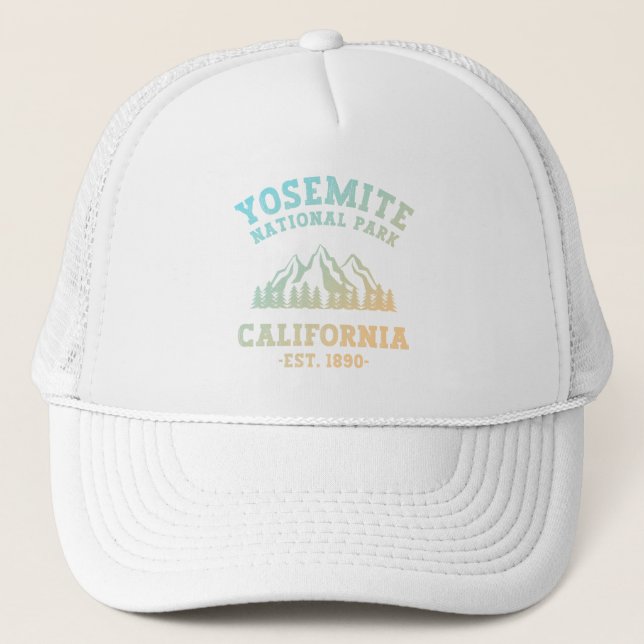 Yosemite National Park California Hiking Gradient  Trucker Hat (Front)