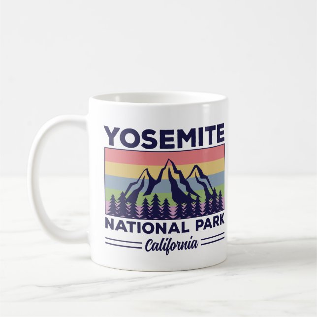 Yosemite National Park California Retro Hiking Coffee Mug (Left)
