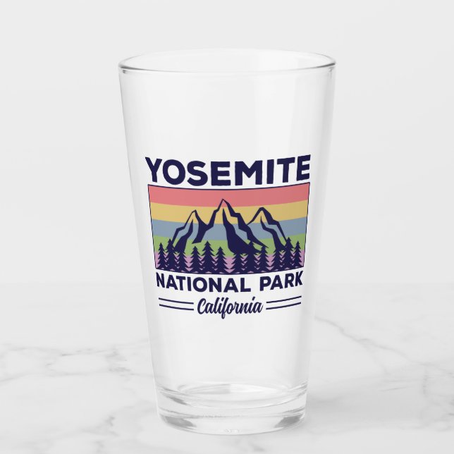 Yosemite National Park California Retro Hiking Glass (Front)