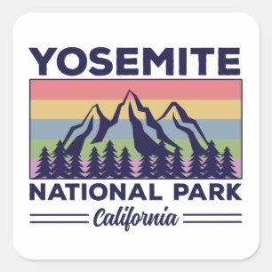 Yosemite National Park California Retro Hiking Square Sticker