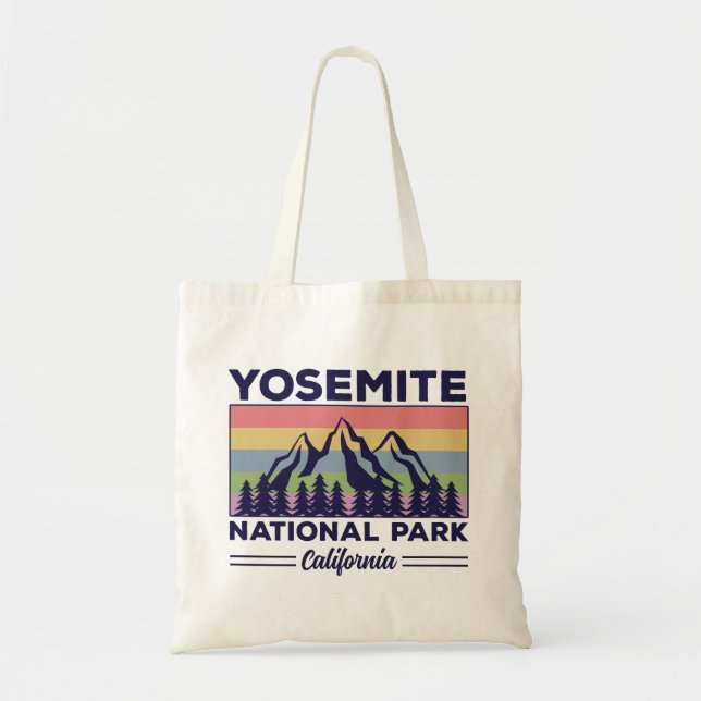 Yosemite National Park California Retro Hiking Tote Bag (Front)
