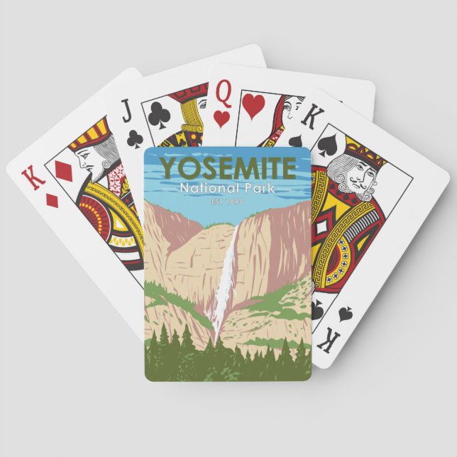 Yosemite National Park California Waterfall  Playing Cards (Back)