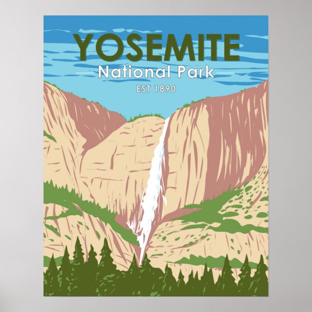 Yosemite National Park California Waterfall Poster (Front)