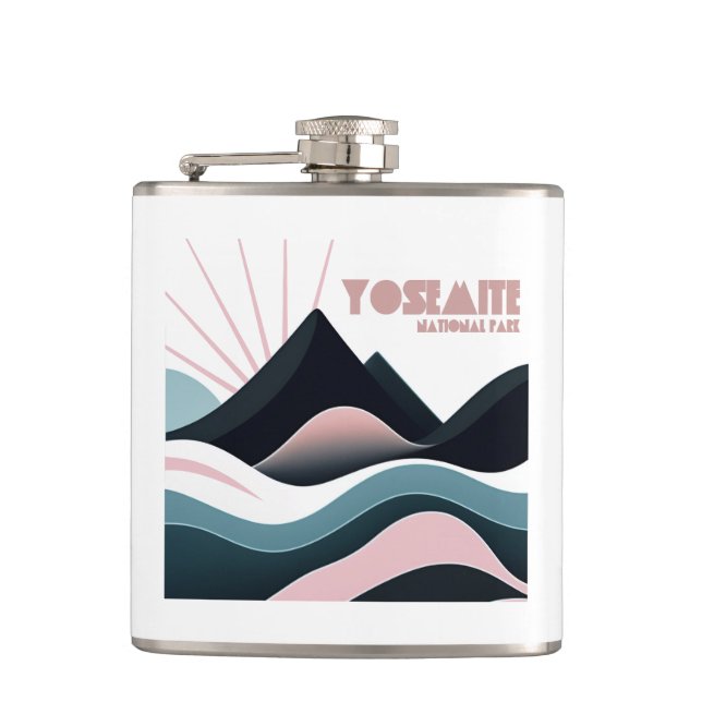 Yosemite National Park Coloured Hills Hip Flask (Front)
