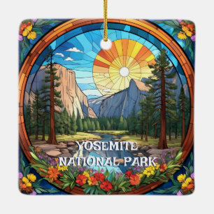Yosemite National Park Faux Stained Glass Mosaic Ceramic Ornament