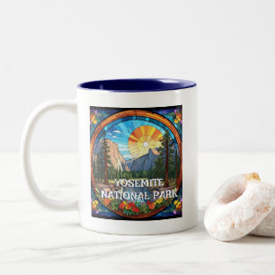 Yosemite National Park Faux Stained Glass Mosaic Two-Tone Coffee Mug