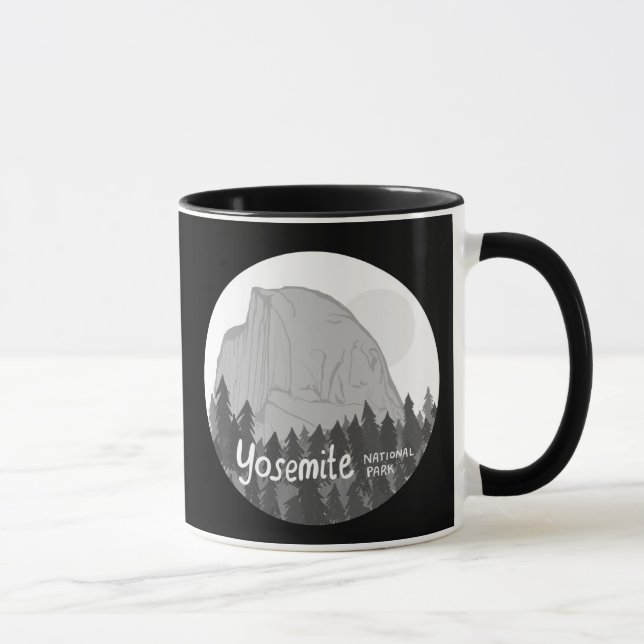 Yosemite National Park Half Dome Black White Mug (Right)